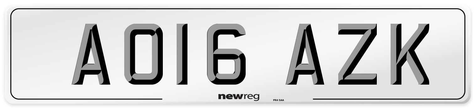 AO16 AZK Number Plate from New Reg